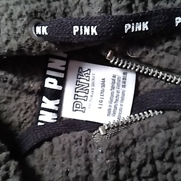 Victoria's Secret Pink large fuzzy fleece hoodie jacket - Picture 3 of 3